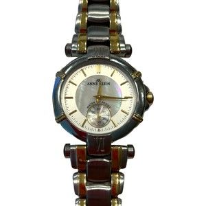 Vintage Anne Klein Silver/Gold Tone Analog Stainless Steel Back Roman Numeral